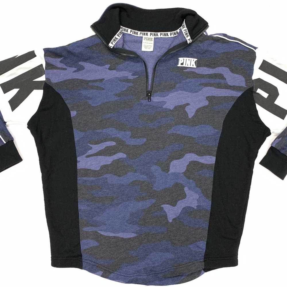 Victoria Secret PINK Quarter Zip Sweatshirt Camo